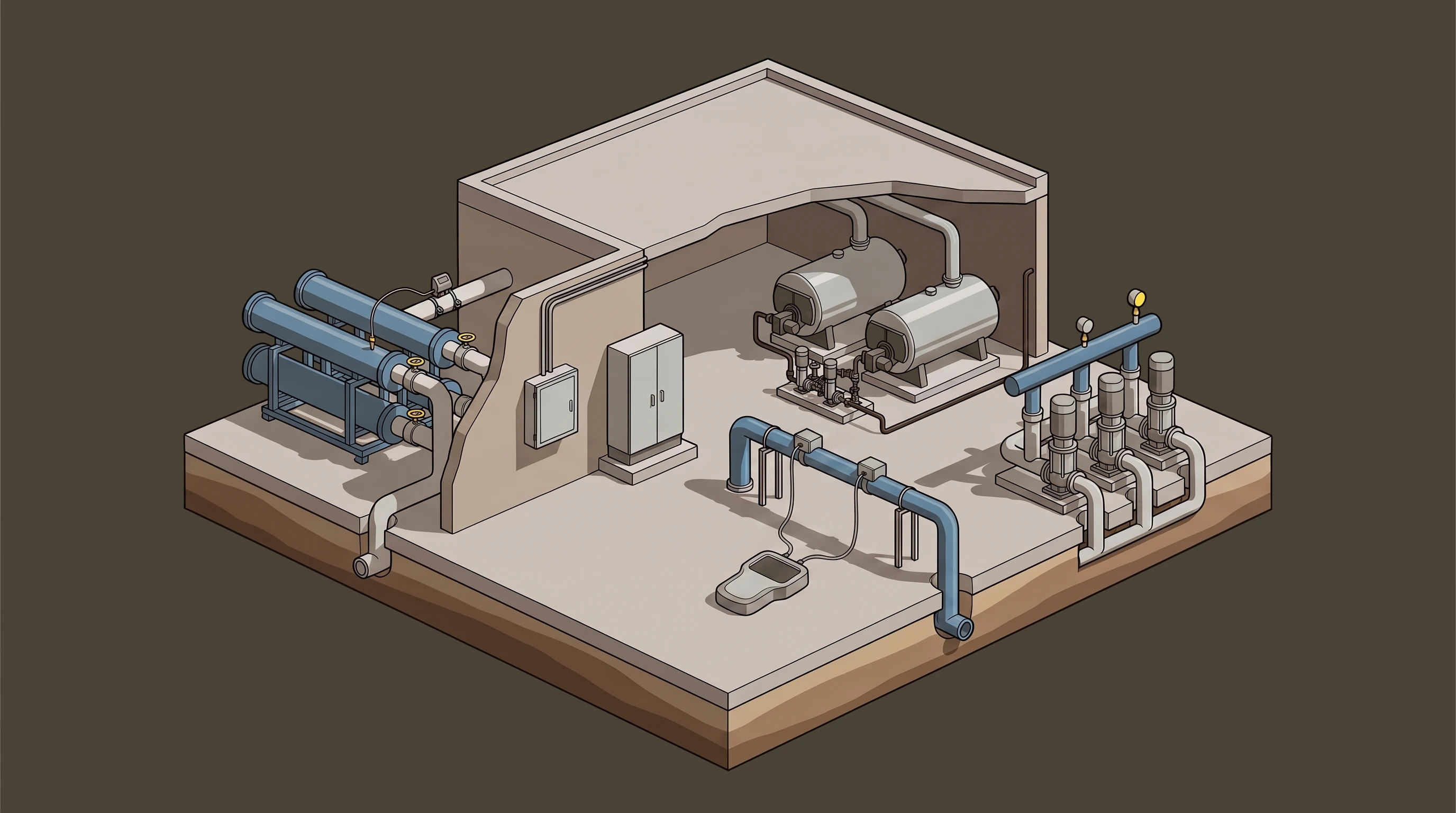 Mechanical Room & Boiler Plant — annotated application scene