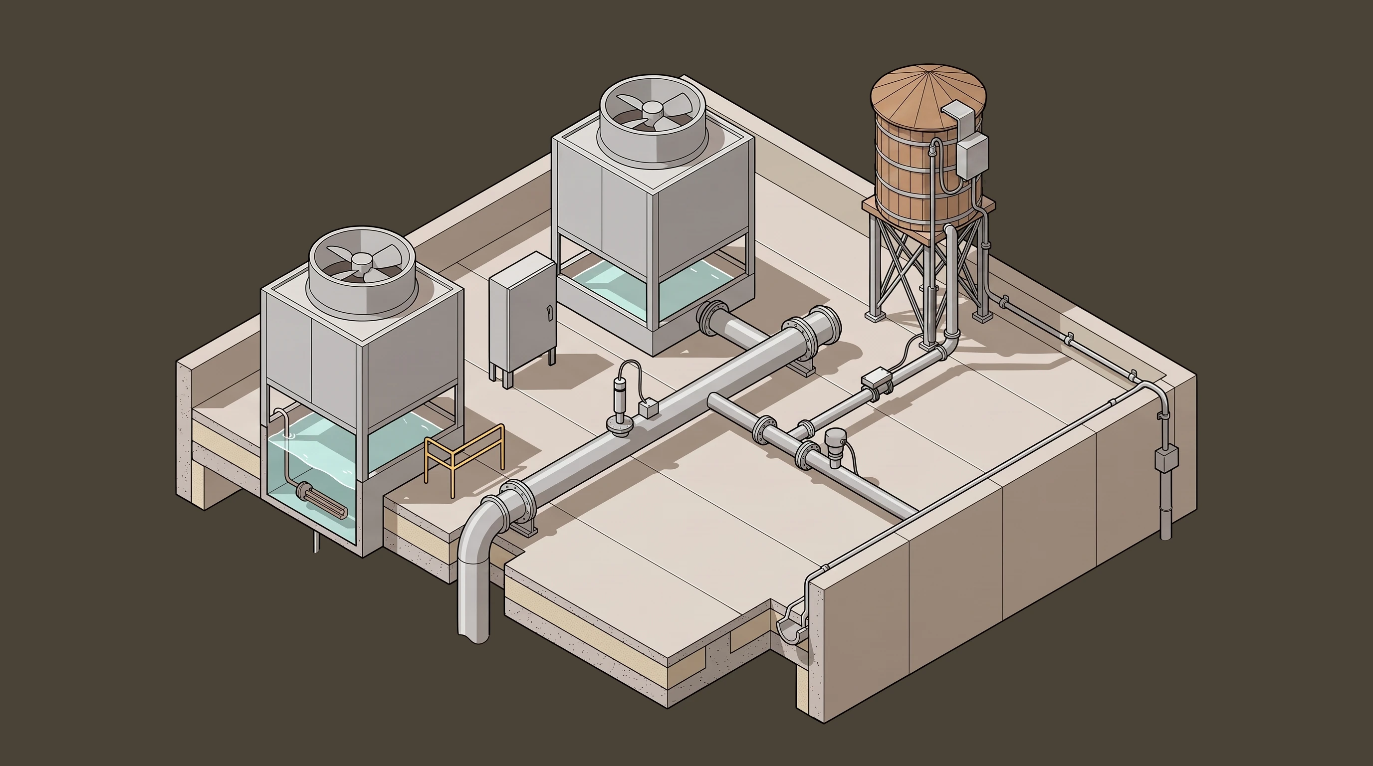 Rooftop Cooling Towers — annotated application scene