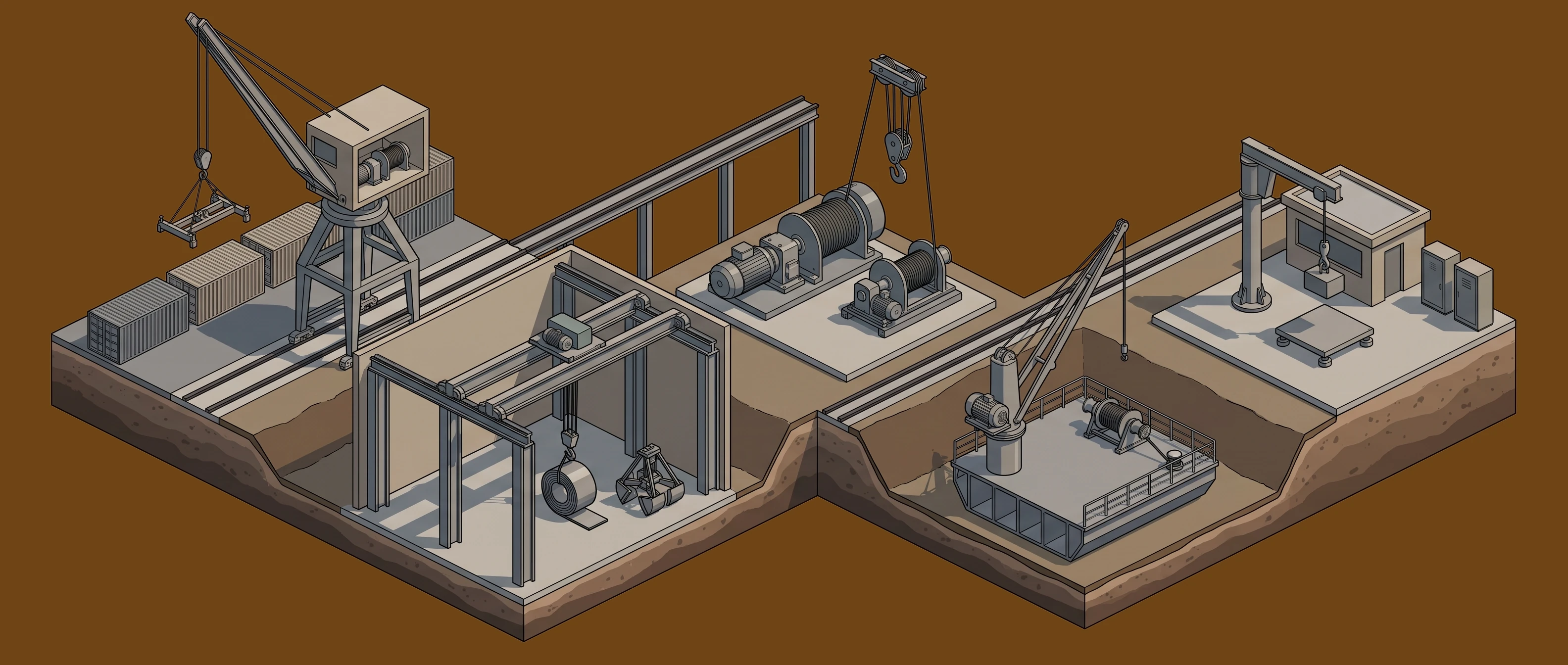 Cranes, Hoists & Lifting — port container terminal to controls & load monitoring panorama