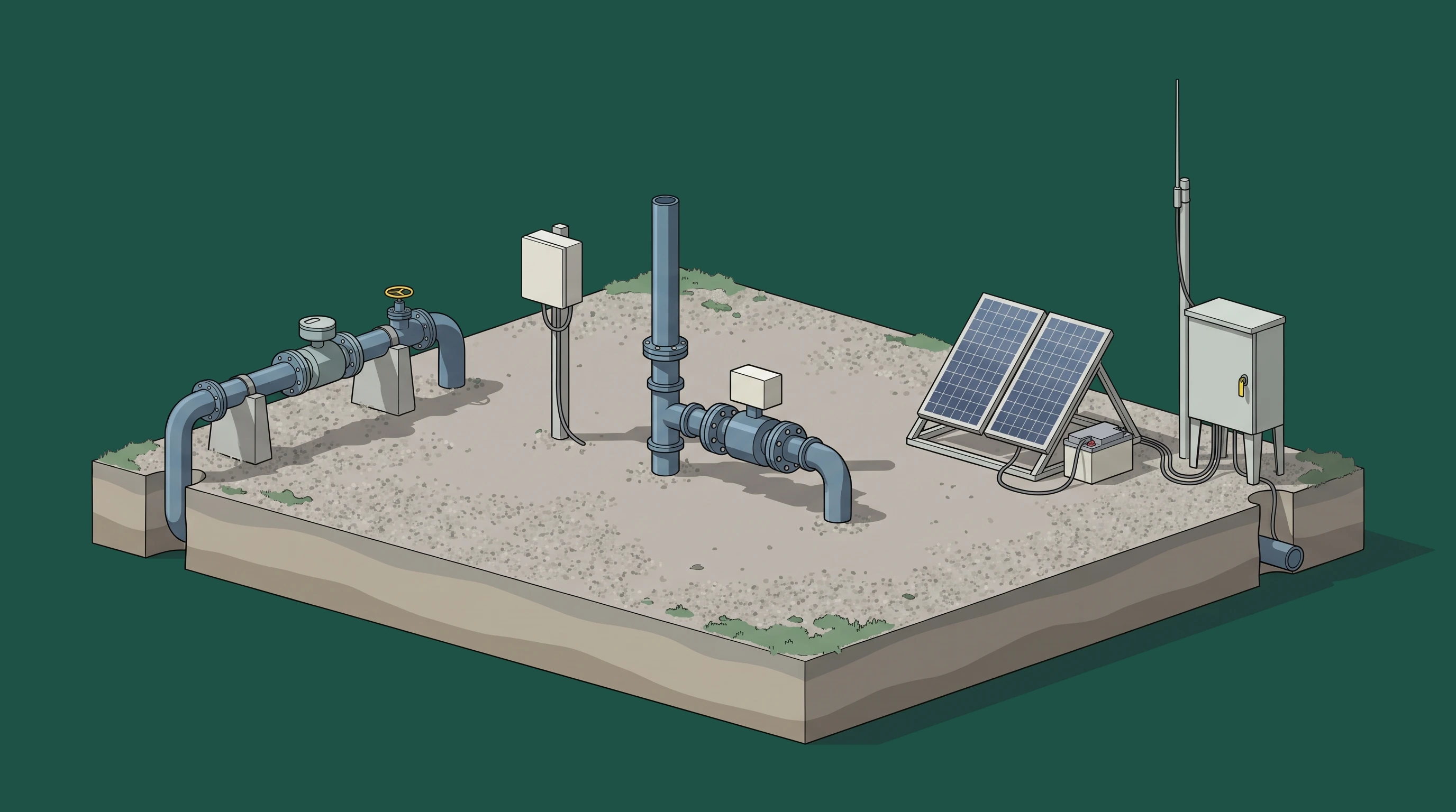 Off-Grid Instrument & SCADA Site — annotated application scene