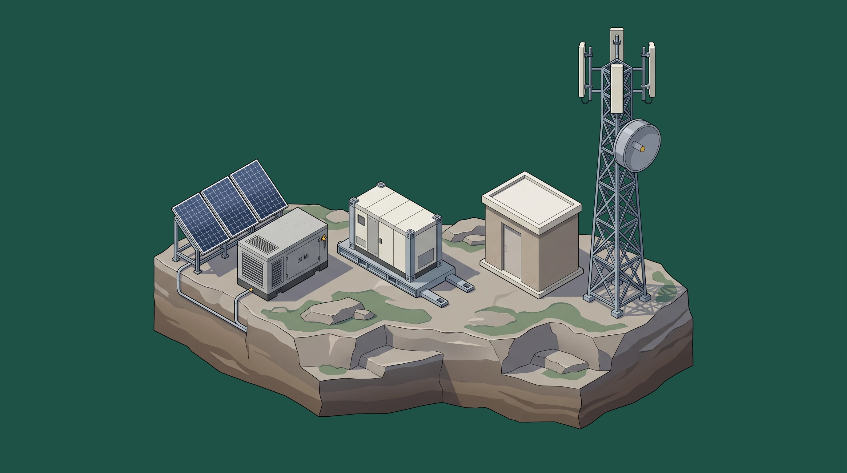 Remote Telecom Ridge Site — annotated application scene