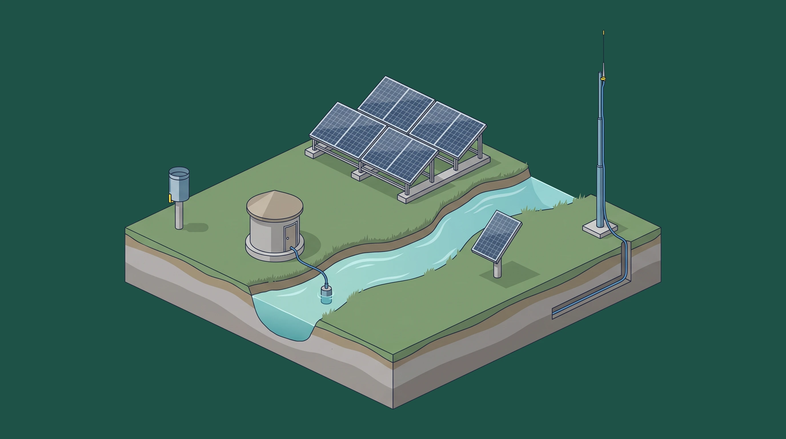 Watershed & Flood Monitoring — annotated application scene