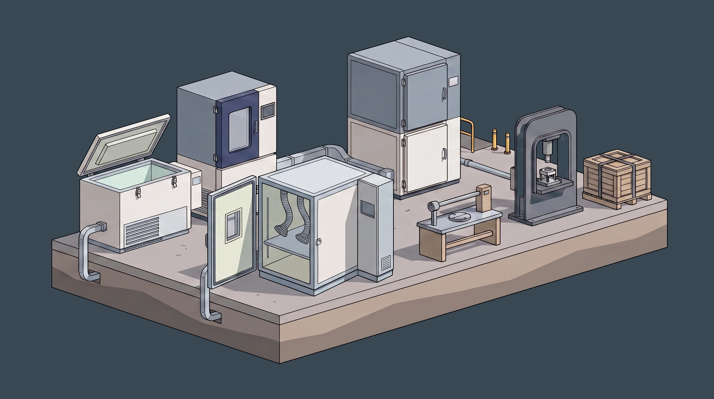 QA Test & Shipping — annotated application scene