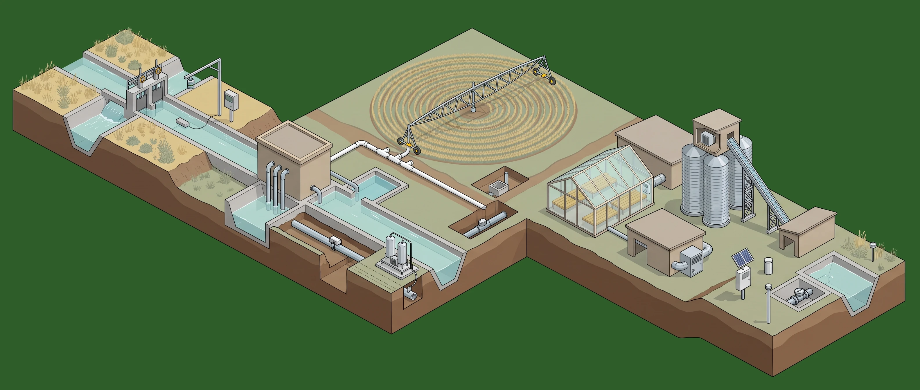 Irrigation & Agriculture — canal intake & headgate to telemetry & remote monitoring panorama