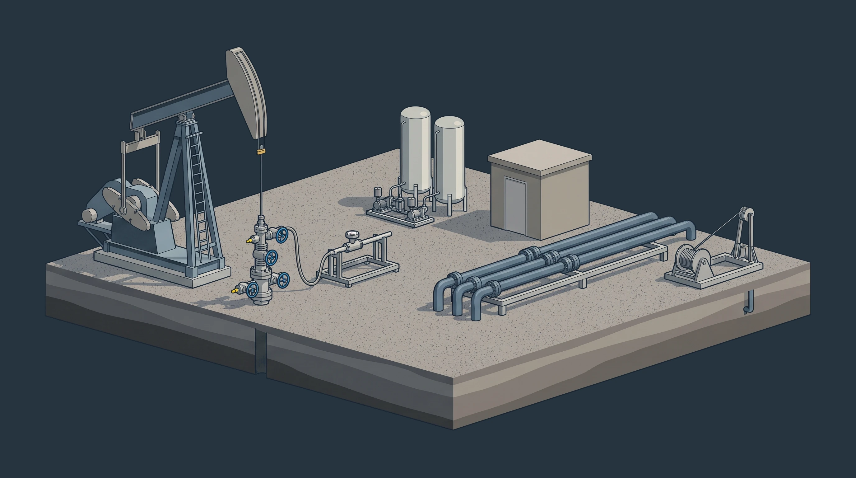 Wellsite & Pad — annotated application scene