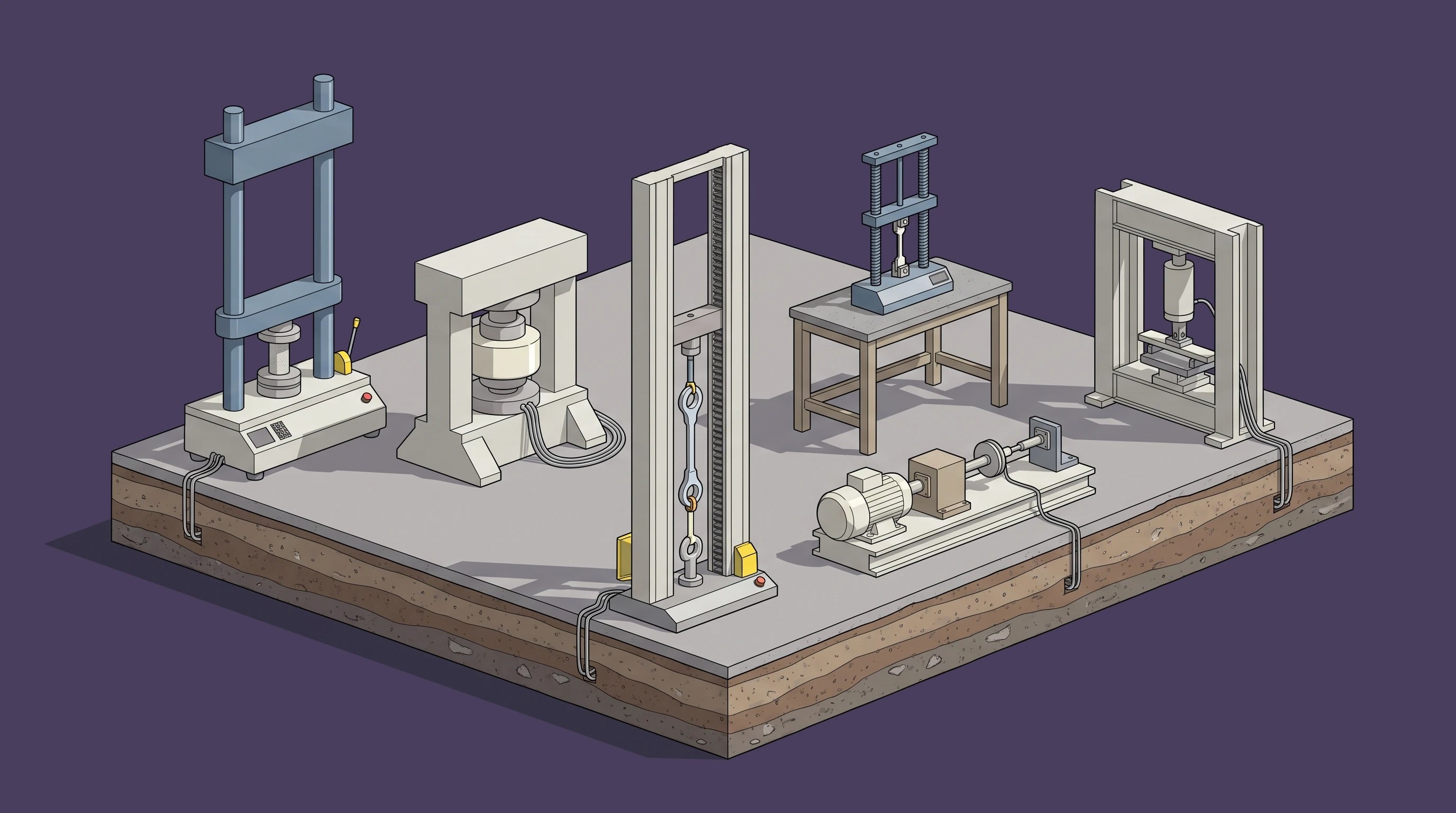 Materials & Force Test — annotated application scene