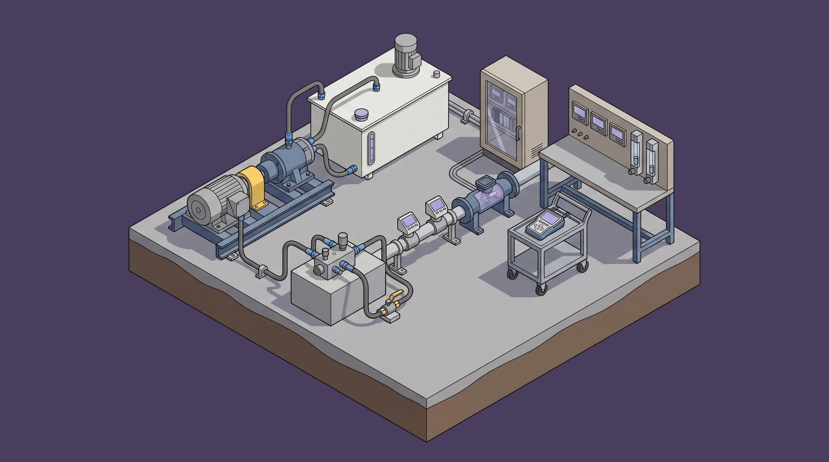 Hydraulic Test Benches — annotated application scene