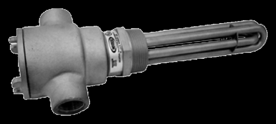 Accutherm screw-plug immersion heater &mdash; NPT pipe-thread fitting, .312&Prime; / .475&Prime; tubular elements, multiple sheath-material options.
