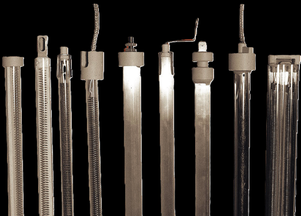 Solar Products T Series quartz-tube medium-wave infrared heaters.