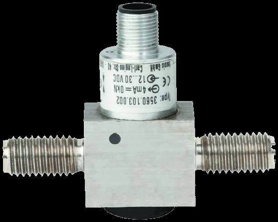 WIKA-ST F2301 thin-film tension/compression force transducer &mdash; a stainless column with threaded ends and an M12 connector, loaded in the direct force path.